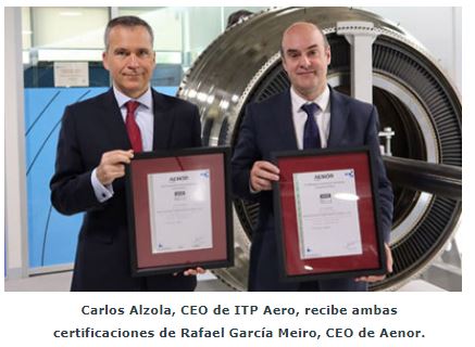 ITP Aero, primer fabricante aeronáutico certificado por Aenor en Compliance